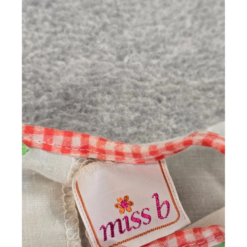 Miss B Nightgown Girls Size 12 White Gingham Heart Vintage 70s Prairie Cottage